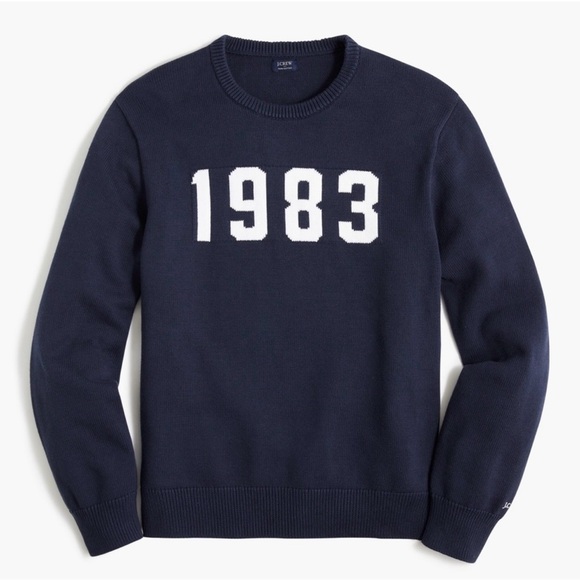 J. Crew Navy Blue Crewneck Sweater with 1983 Design - Picture 6 of 8